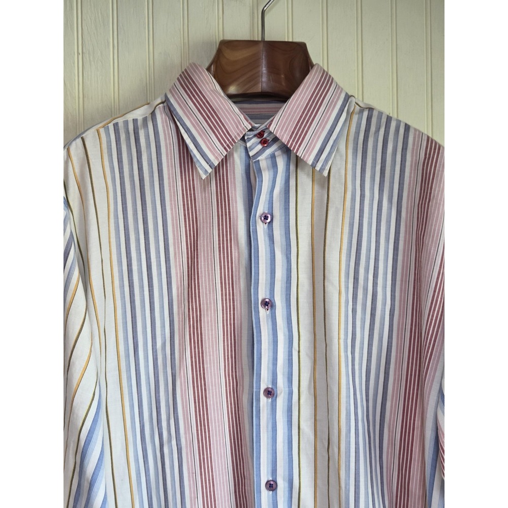 Attitude SOHO Shirt Mens Medium Multicolor Stripe Button Down Long Sleeve Casual